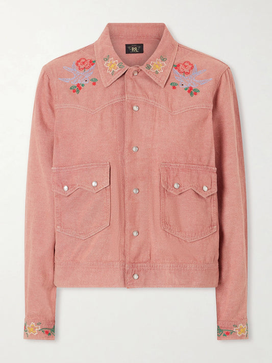 Image of Coats & Jackets. Product name - Billie Embroidered Cotton Linen Blend Shirt in Multi colour by brand - RRL