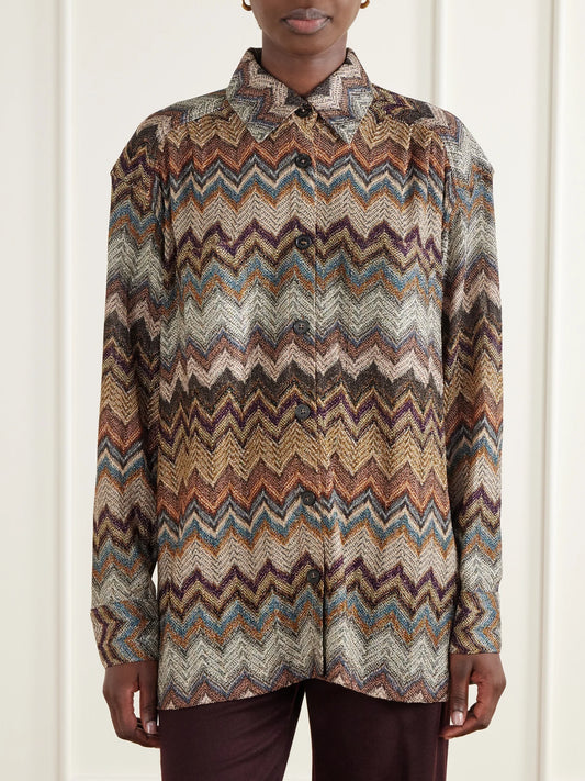 Missoni Sequin-embellished Metallic Crochet-knit Blouse