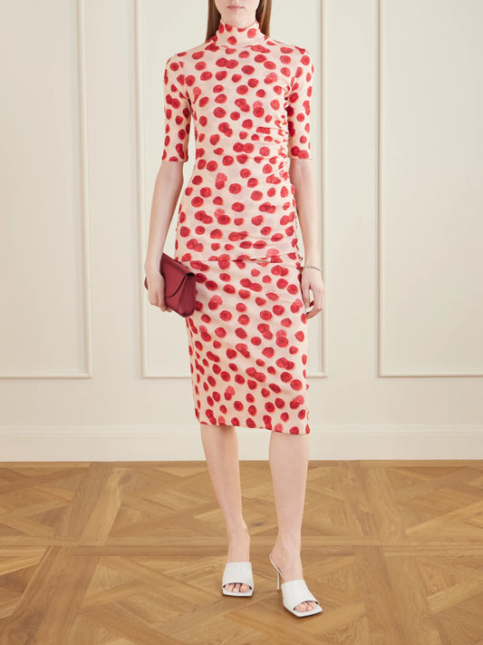Image of T-Shirts. Product name - Gathered Printed Mesh T-shirt in xx small colour by brand - Stella McCartney
