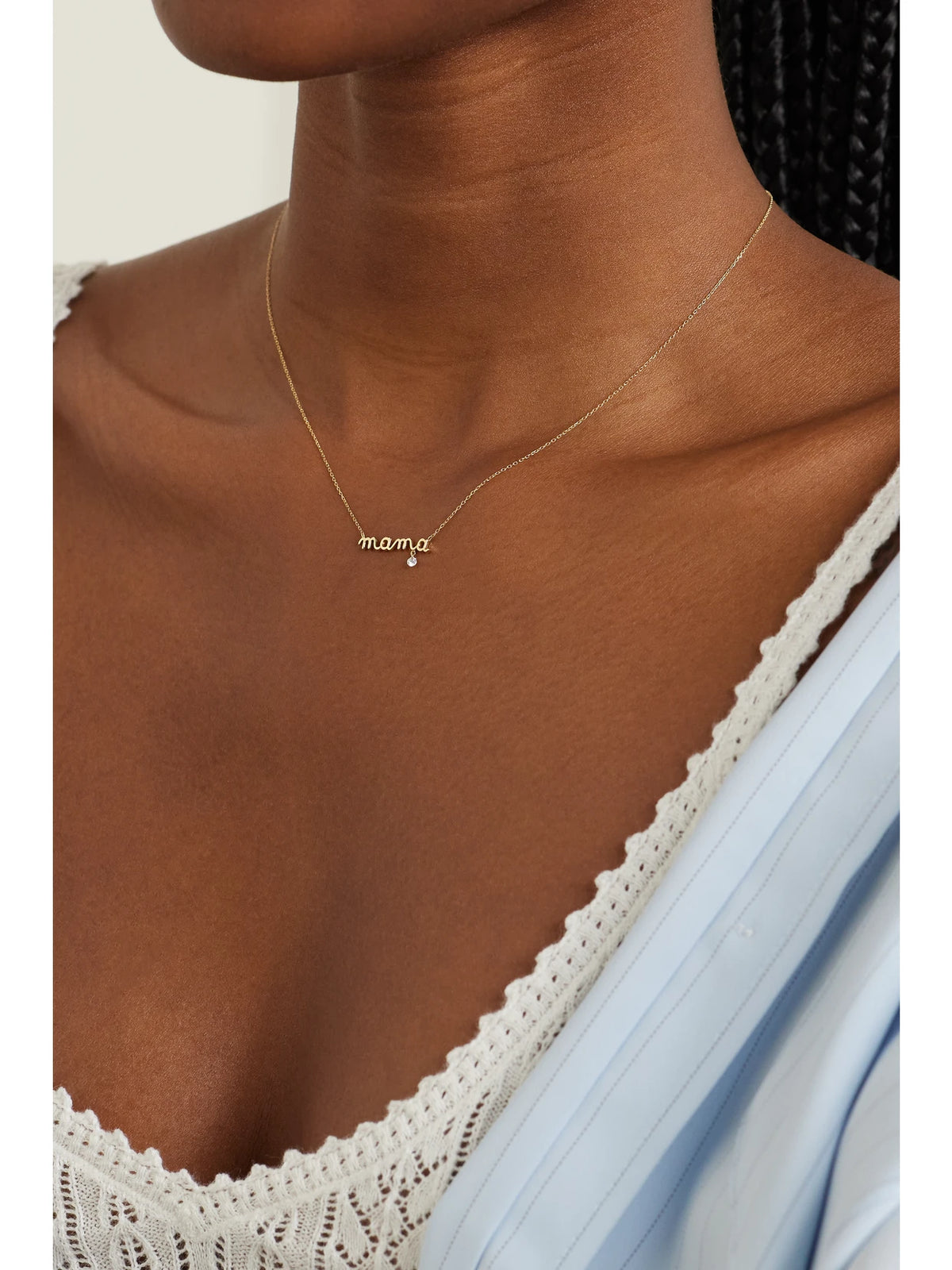 Image of Necklaces. Product name - Mama 18-karat Gold Diamond Necklace in Multi colour by brand - Persée