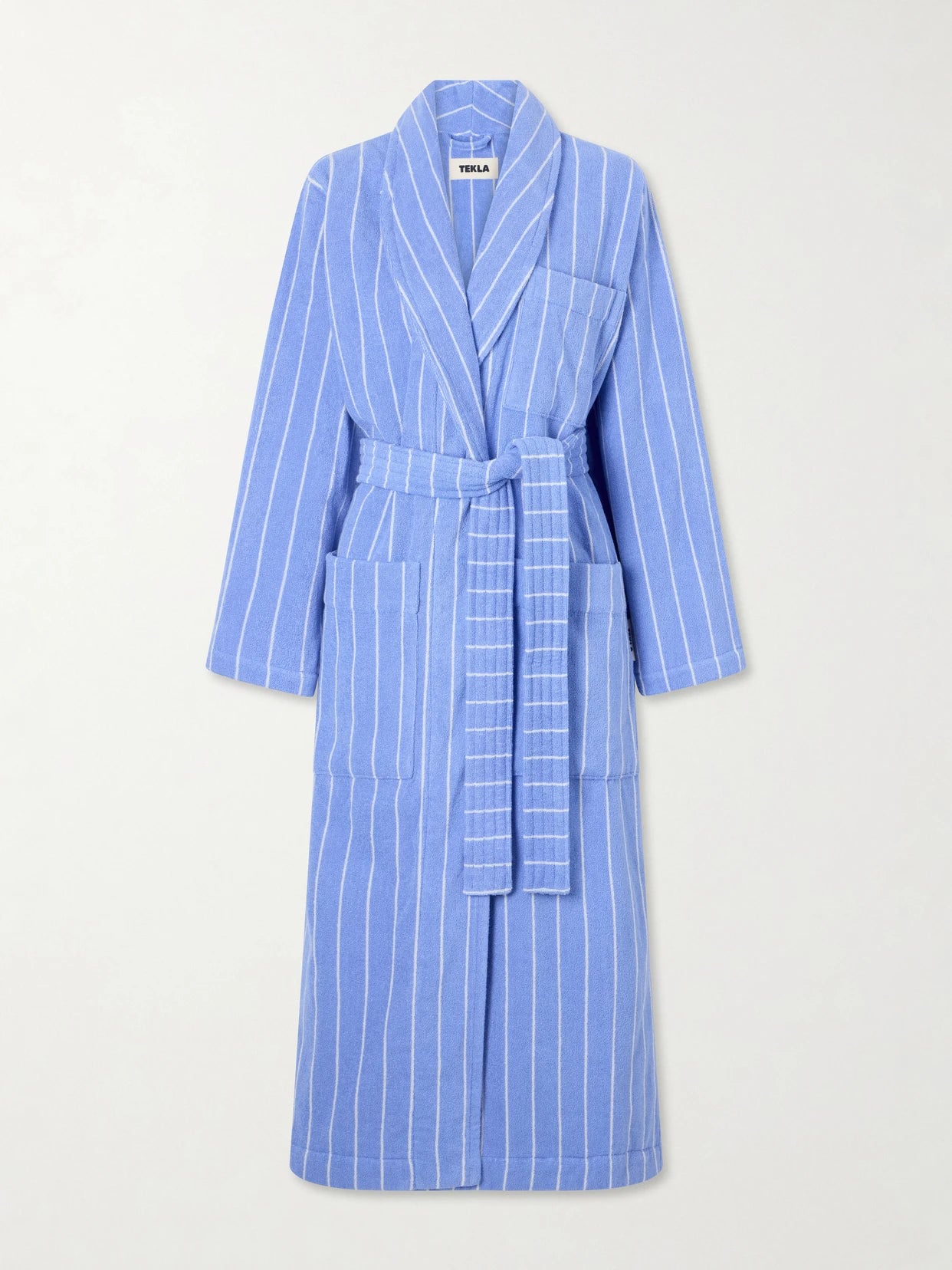 Belted Striped Cotton-terry Robe
