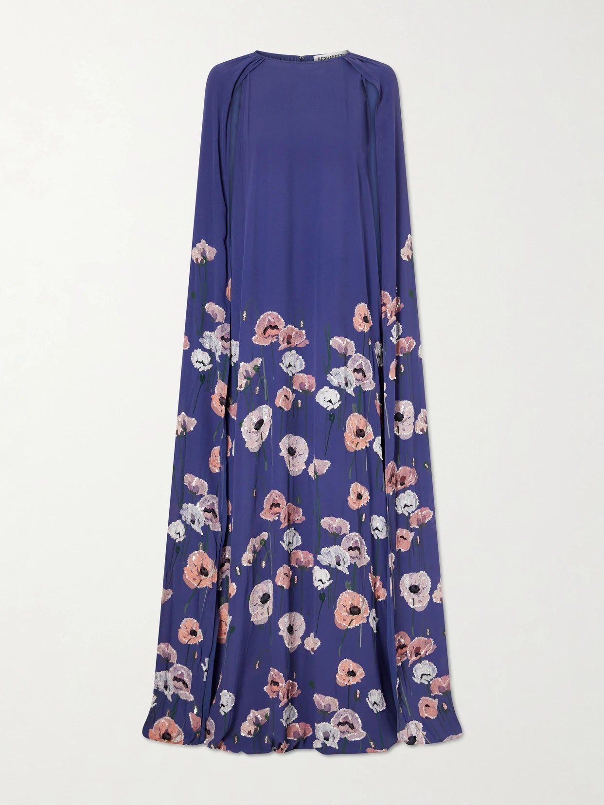 Minnie Cape-effect Sequin-embellished Embroidered Crepe Gown