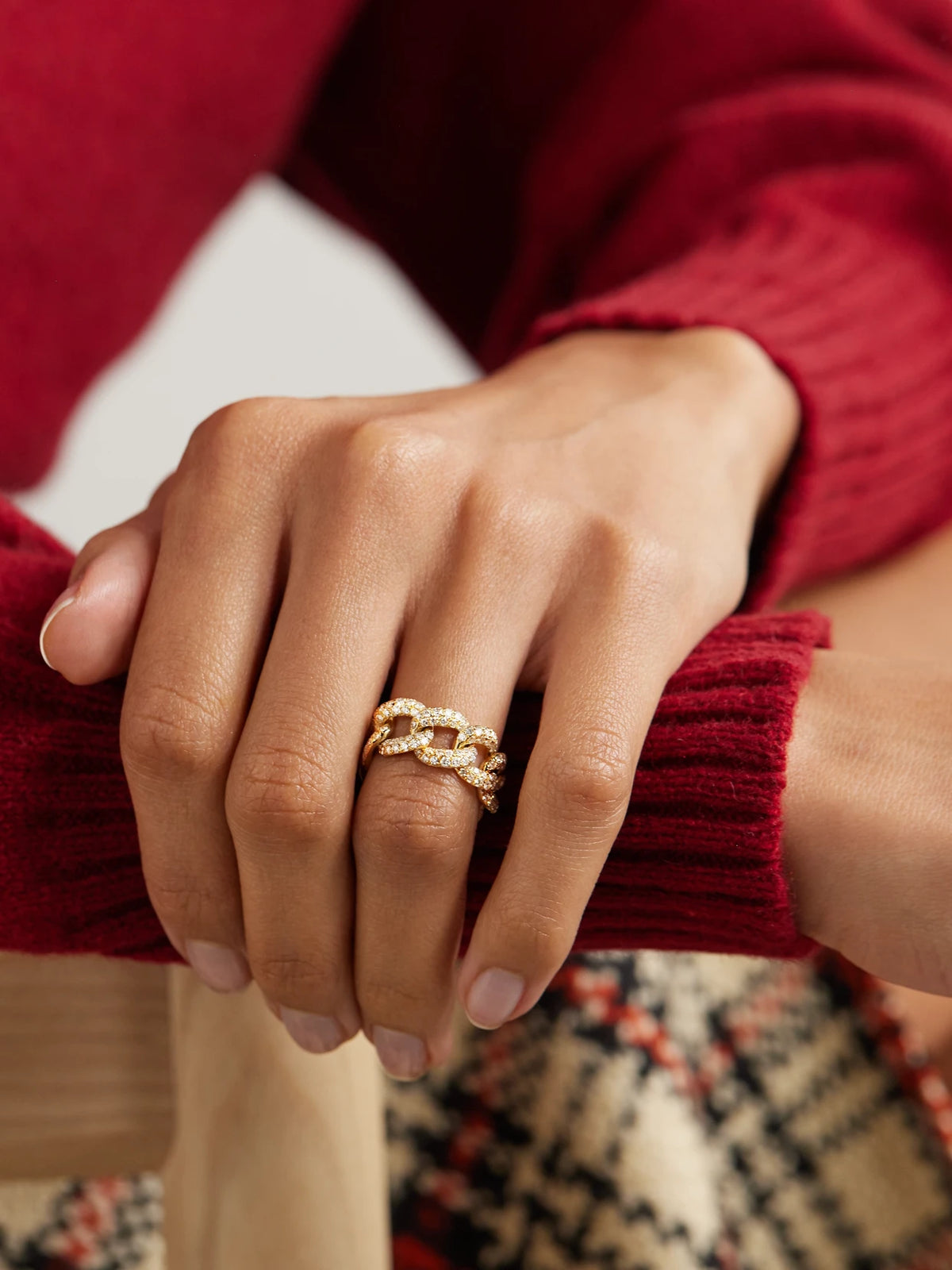 Image of Rings. Product name - Essential Link 18-karat Gold Diamond Ring in Multi colour by brand - SHAY