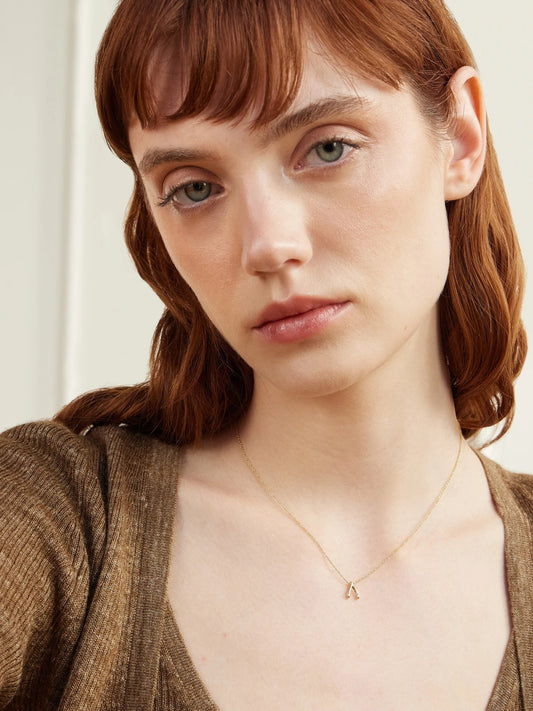 Image of Necklaces. Product name - Mini Wishbone 18-karat Gold Necklace in Multi colour by brand - Jennifer Meyer