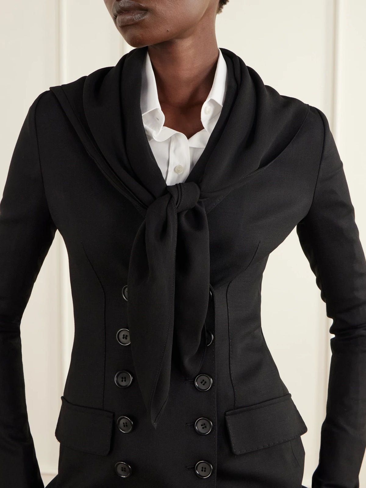 Image of Scarves & Shawls. Product name - Silk-georgette Scarf in Black colour by brand - Dolce & Gabbana