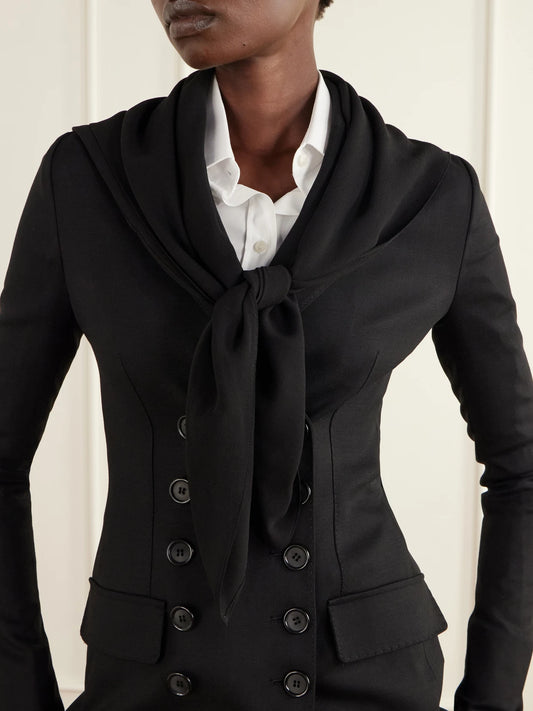 Image of Scarves & Shawls. Product name - Silk-georgette Scarf in Black colour by brand - Dolce & Gabbana