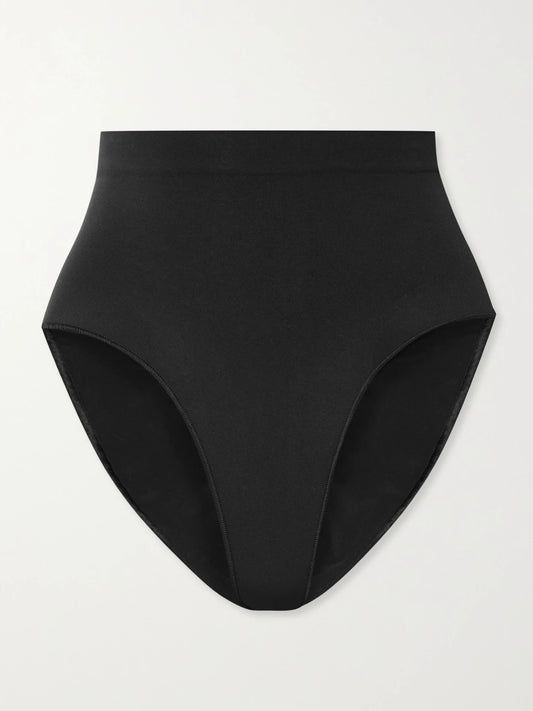 Image of Lingerie. Product name - Seamless Sculpt Mid Waist Brief - Onyx in Black colour by brand - SKIMS