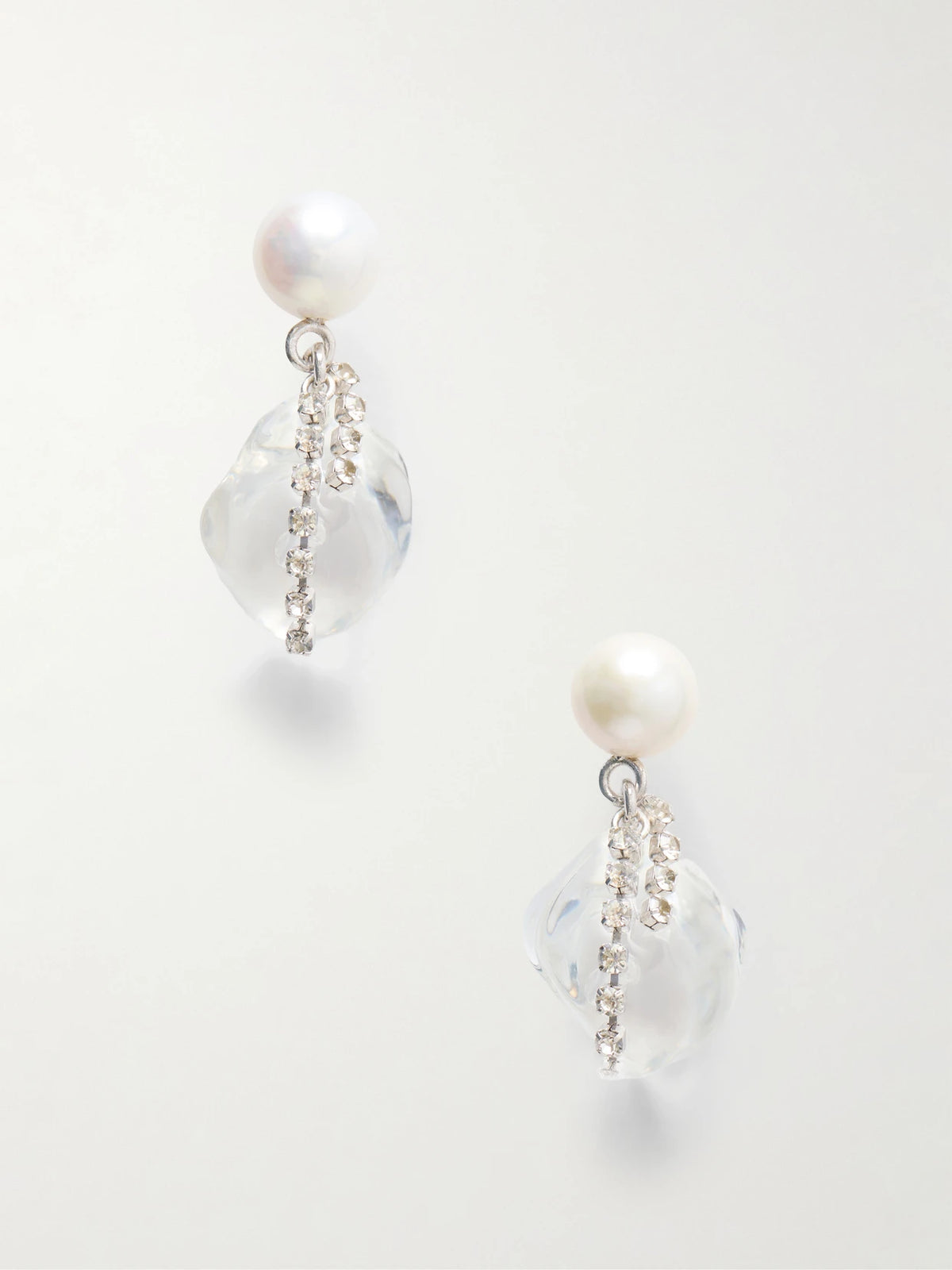 Crystal And Pearl-embellished Resin Drop Earrings