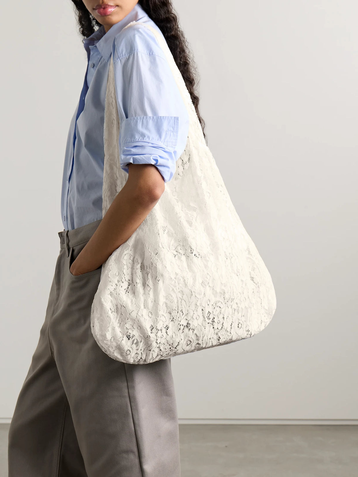 Image of Bags. Product name - Port Lace Shoulder Bag in White colour by brand - Gohar World