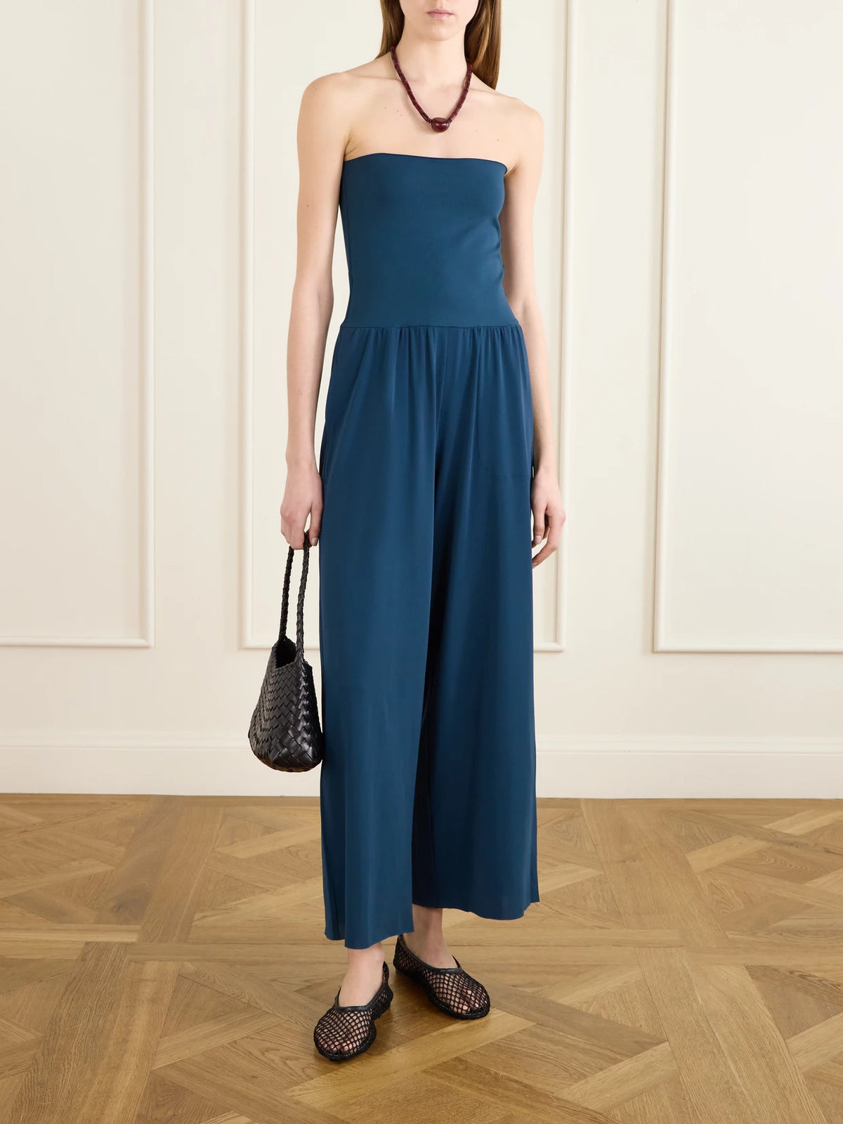 Image of Bodysuits. Product name - Les Essentiels Dao Convertible Stretch-jersey Jumpsuit in Navy colour by brand - Eres