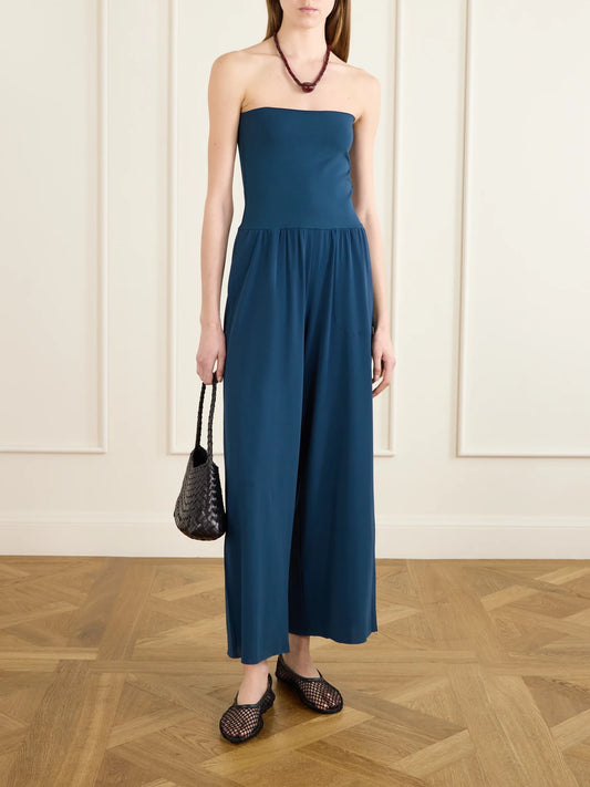 Image of Bodysuits. Product name - Les Essentiels Dao Convertible Stretch-jersey Jumpsuit in Navy colour by brand - Eres