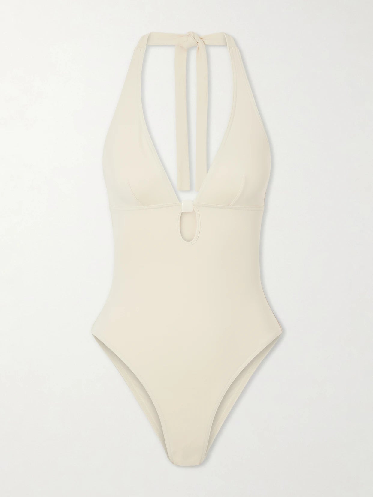 Image of Swimwear. Product name - Harmony Embellished Cut-out Stretch-jersey Swimsuit in Cream colour by brand - Eres