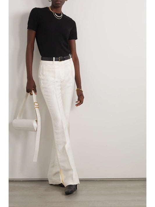 Image of a model wearing Tops. Product name - Cashmere Sweater in Black colour by brand - Theory