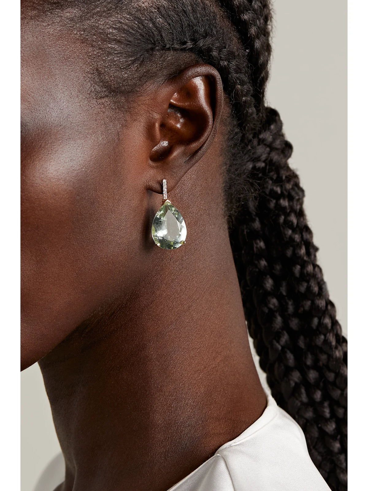 Image of Earrings. Product name - 14-karat Gold, Amethyst And Diamond Earrings in Green colour by brand - Mateo