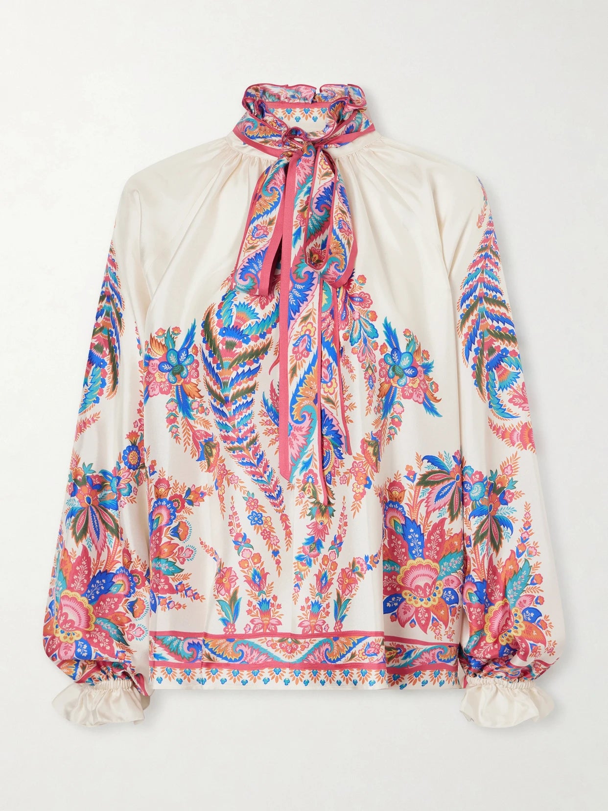 Pussy-bow Paisley-print Silk Blouse