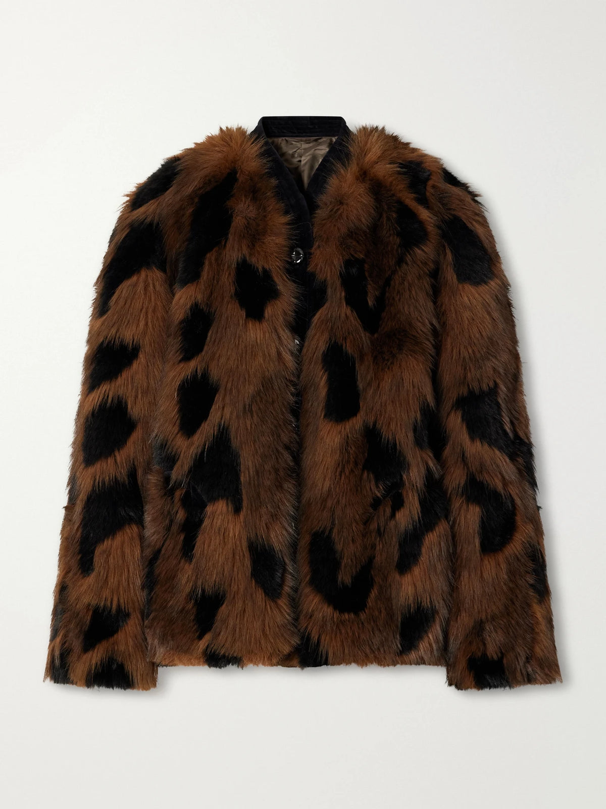 BLAZÉ Milano Chausie Leopard-pattern Velvet-trimmed Plush Jacket
