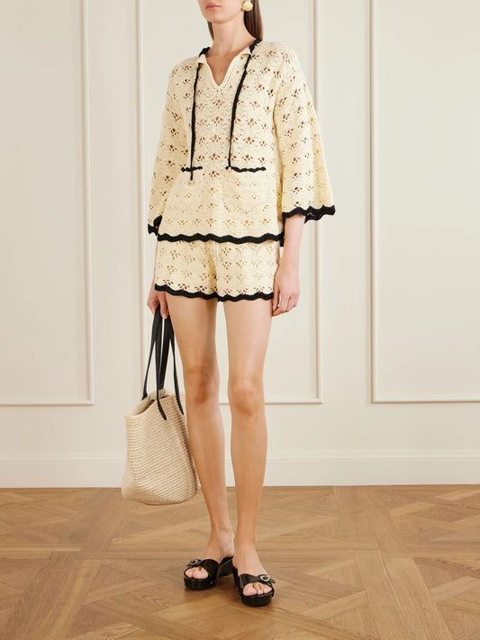 Image of Others. Product name - Aster Crocheted Cotton Coverup in Cream colour by brand - Zimmermann