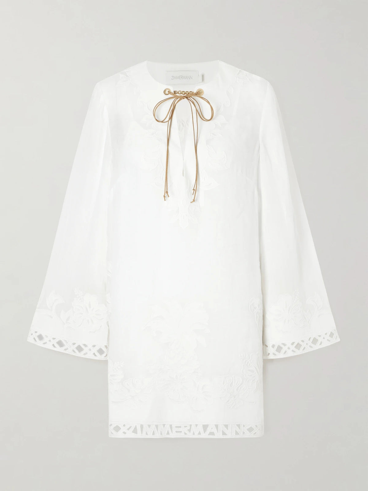 Indra Embroidered Ramie Mini Dress