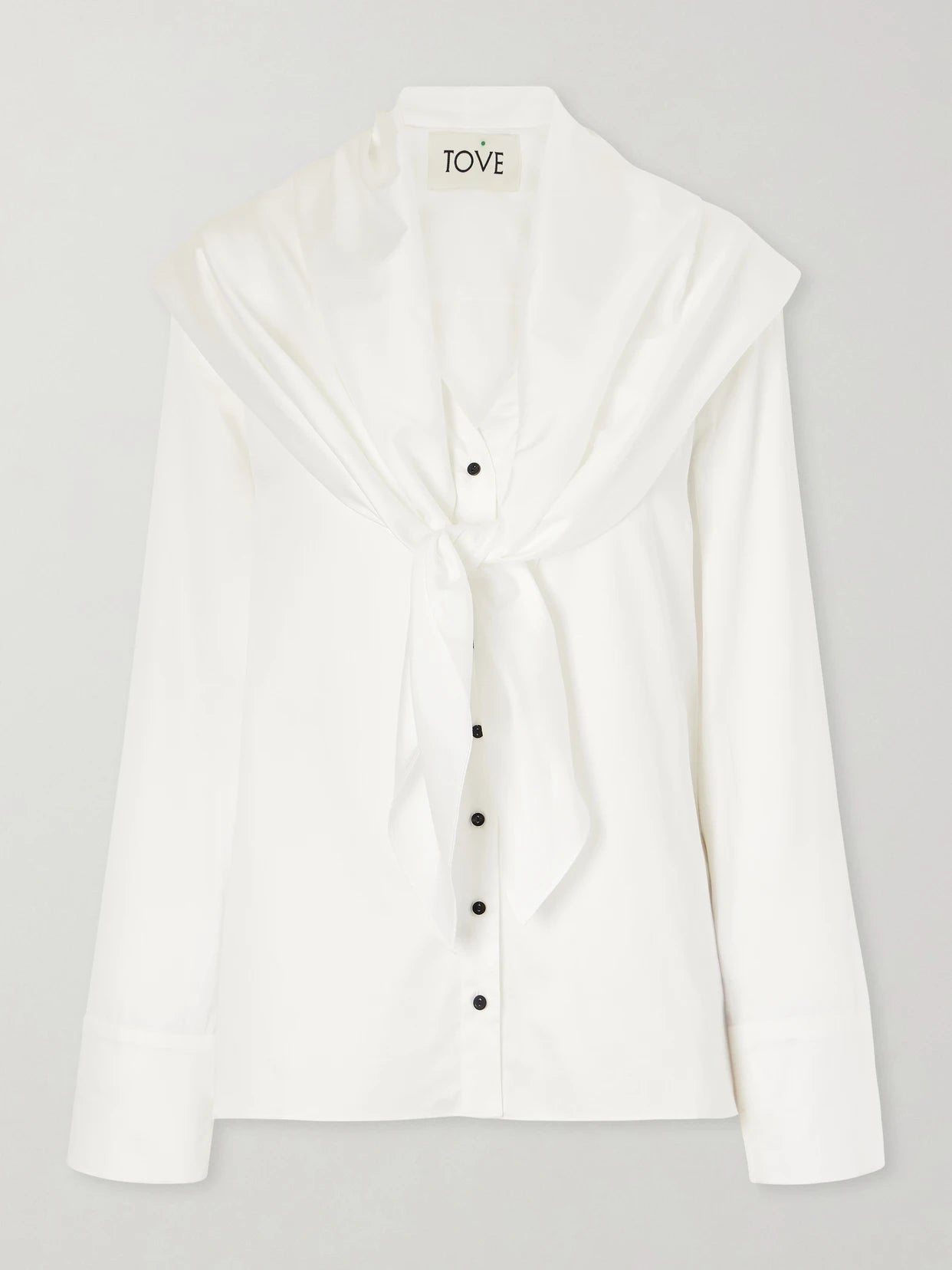 Nia Scarf-detailed Cotton-poplin Shirt