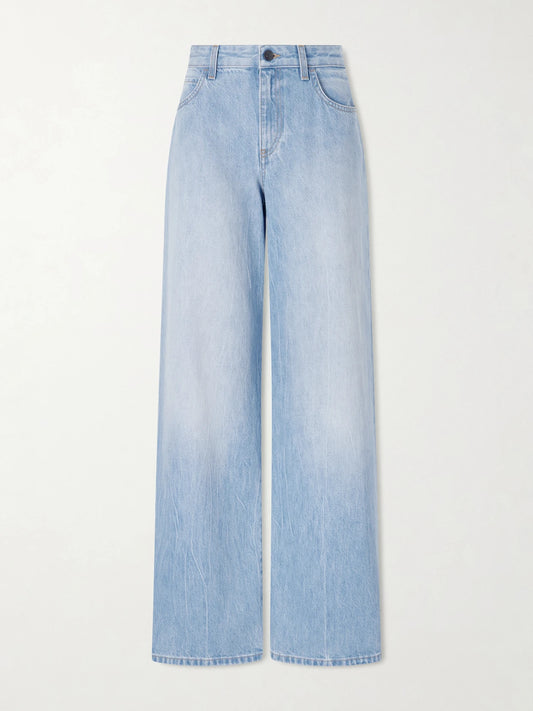 Image of Jeans. Product name - Eglitta Mid-rise Straight-leg Jeans in Blue colour by brand - The Row