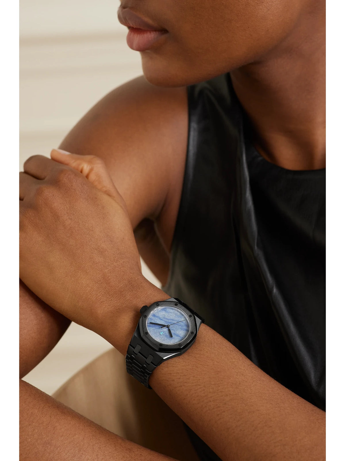 Image of Watches. Product name - Audemars Piguet Royal Oak Limited Edition Automatic 37mm Dlc-coated Stainless Steel Watch in Blue colour by brand - Mad