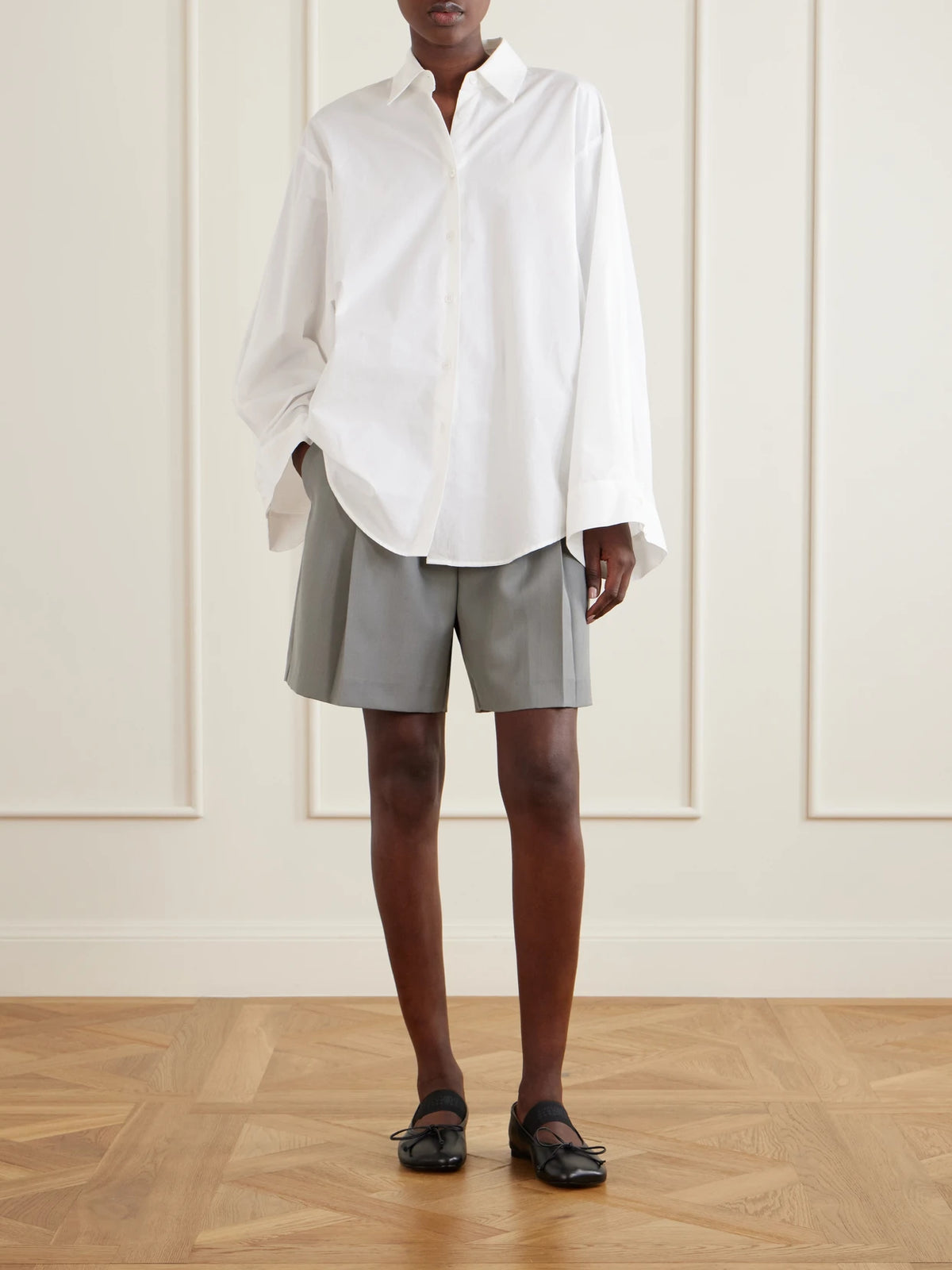 Image of Flats. Product name - Leather Ballet Flats in Unknown colour by brand - MM6 MAISON MARGIELA