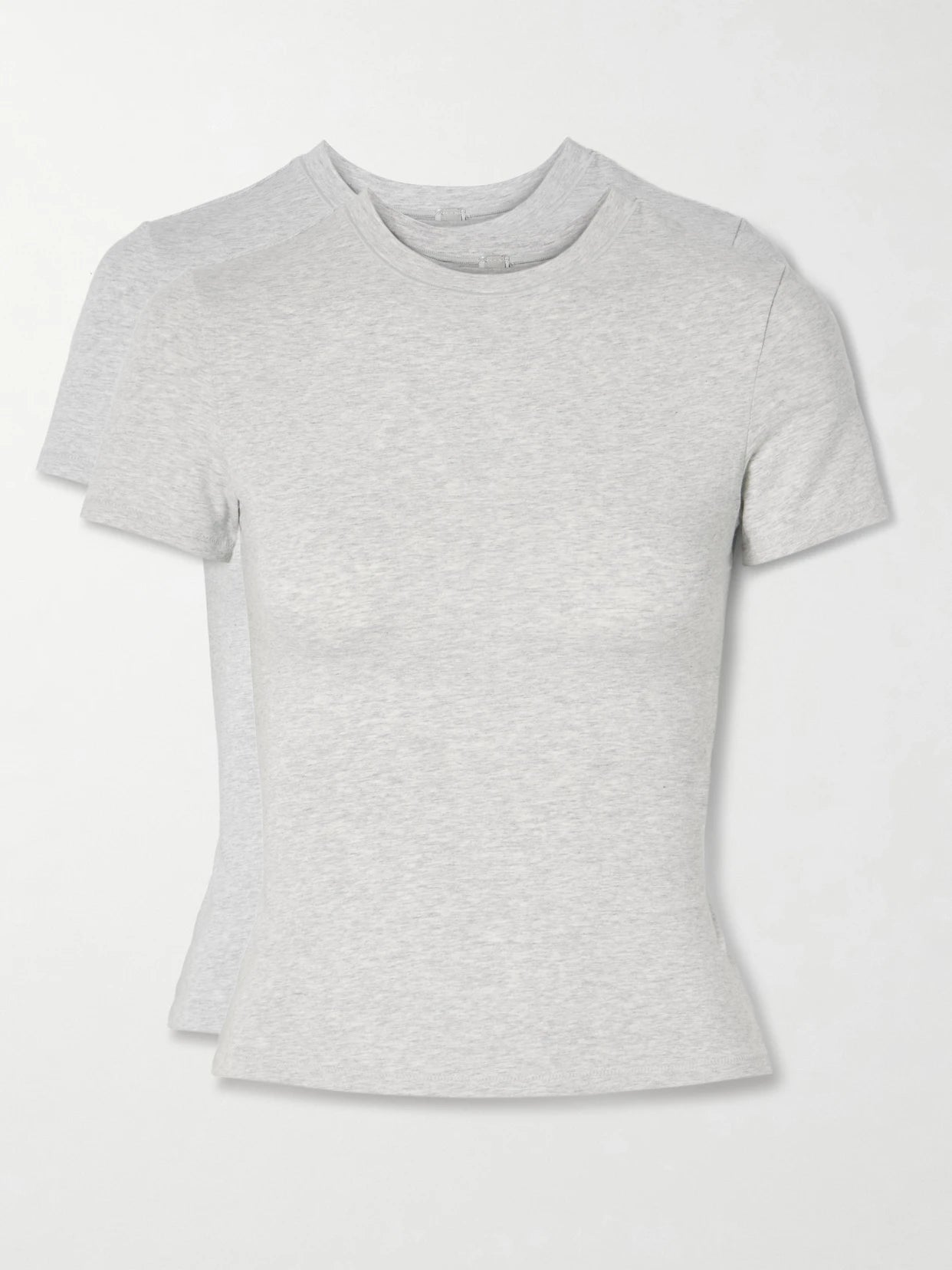 Set Of Two Stretch-cotton Jersey T-shirts - Light Heather Grey