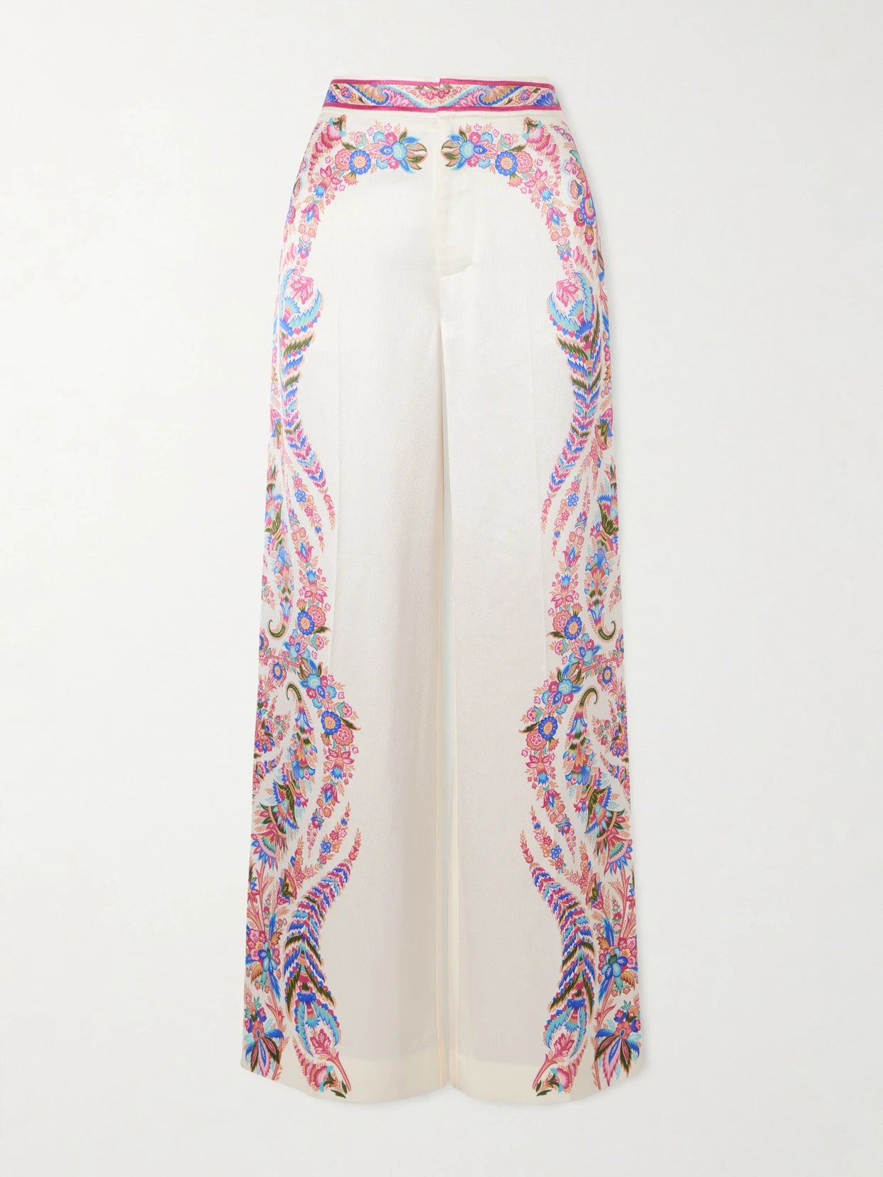 Floral-print Crepe Wide-leg Pants