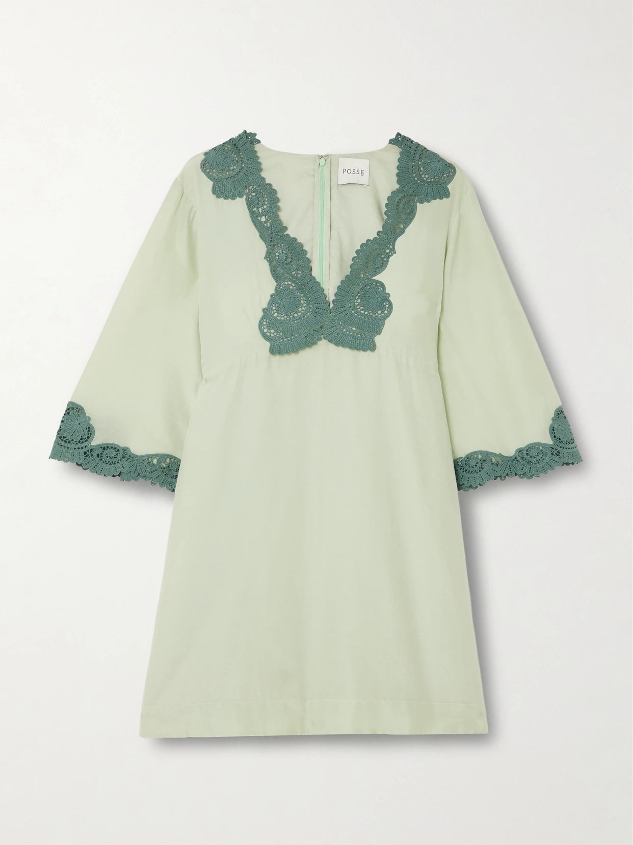 Darya Lace-trimmed Cotton And Silk-blend Mini Dress