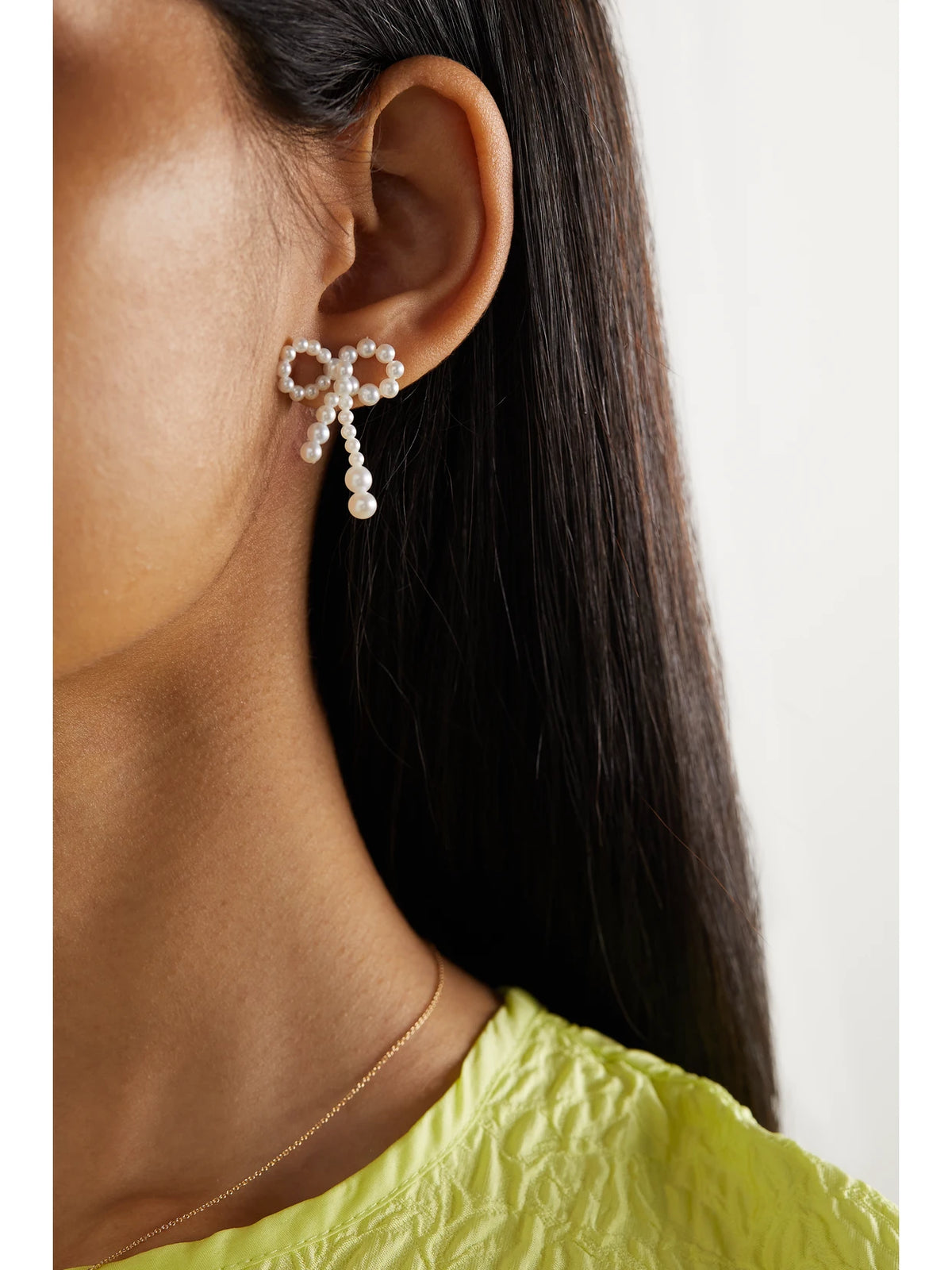Image of Earrings. Product name - Rosette De Perles 14-karat Gold Pearl Earrings in White colour by brand - Sophie Bille Brahe