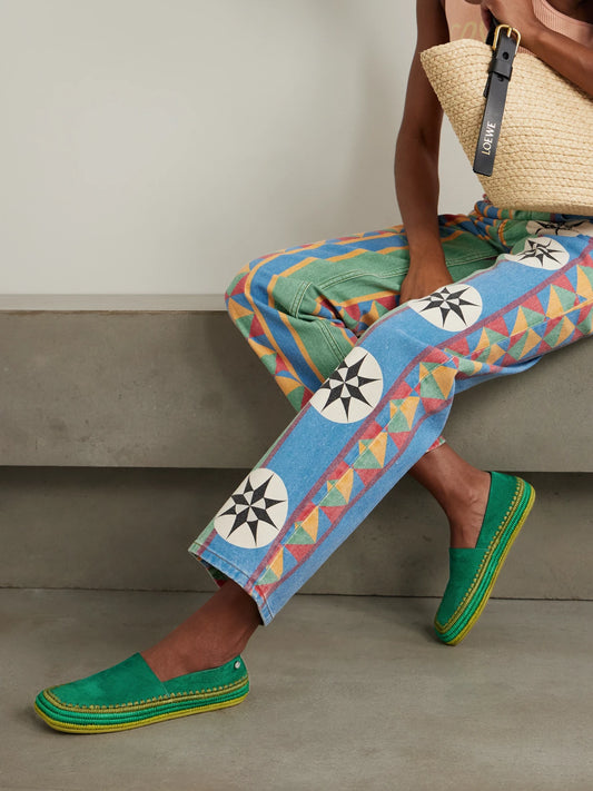 LOEWE + Paula's Ibiza Rio Raffia-trimmed Suede Espadrilles