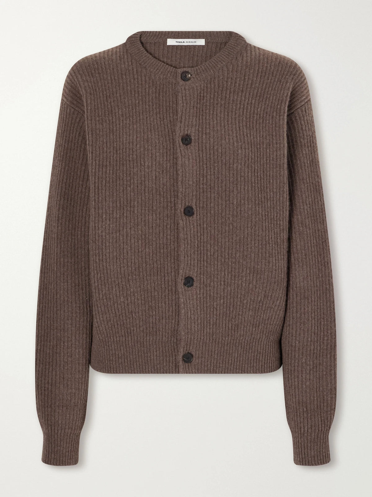 Auralee + Tekla Ribbed Wool And Cashmere-blend Cardigan