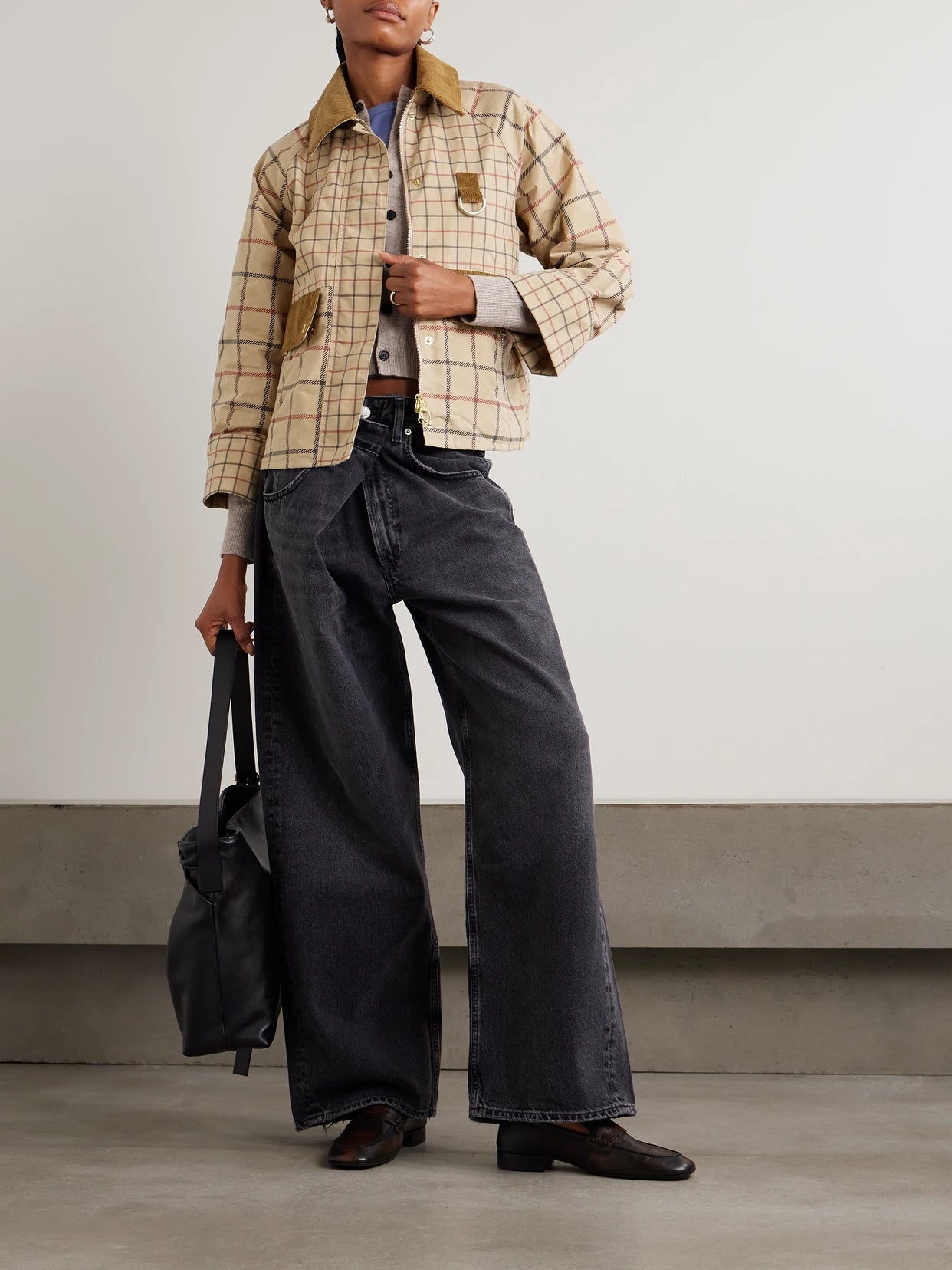 Image of Coats & Jackets. Product name - Mackworth Corduroy-trimmed Checked Cotton Jacket in Beige colour by brand - Barbour