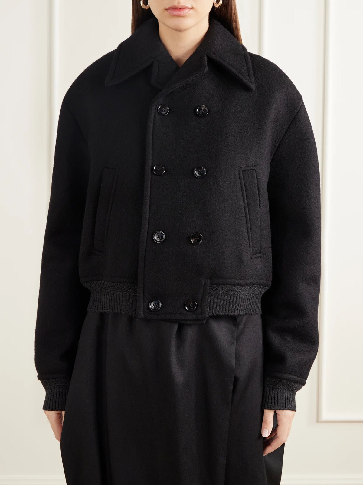 AMI PARIS Double-breasted Rib-trimmed Wool-gabardine Blouson Jacket