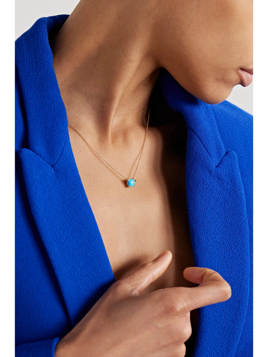 Image of Necklaces. Product name - Petite Châtelaine 18-karat Gold, Turquoise And Diamond Necklace in Multi colour by brand - David Yurman