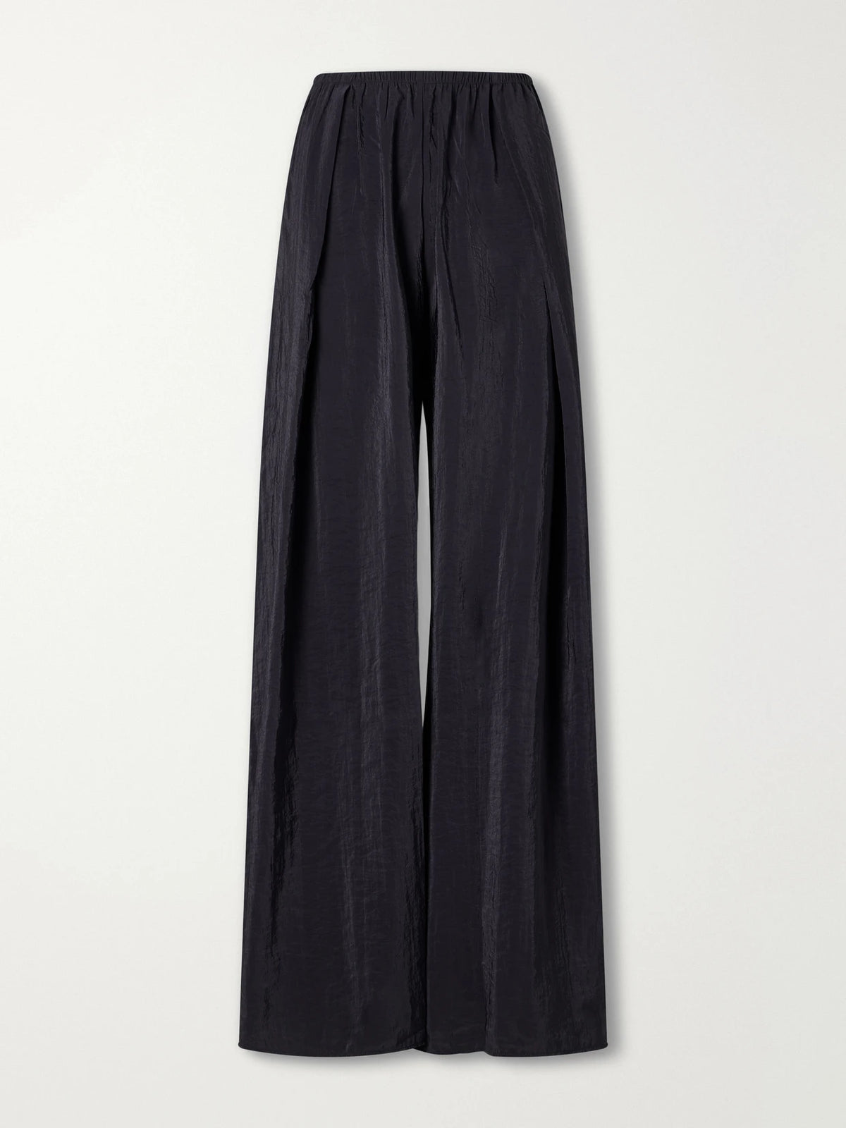 La Ligne Pleated Crinkle Satin Wide-leg Pants