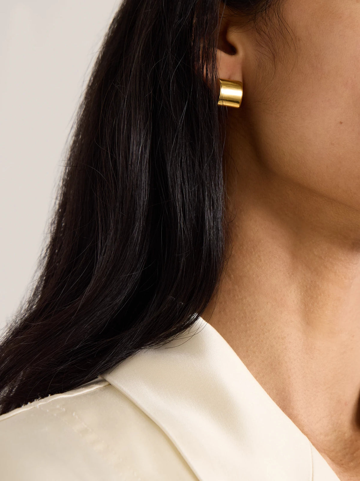 Image of Jewelry. Product name - Petite Signature Recycled Gold-plated Hoop Earrings in Multi colour by brand - TOTEME