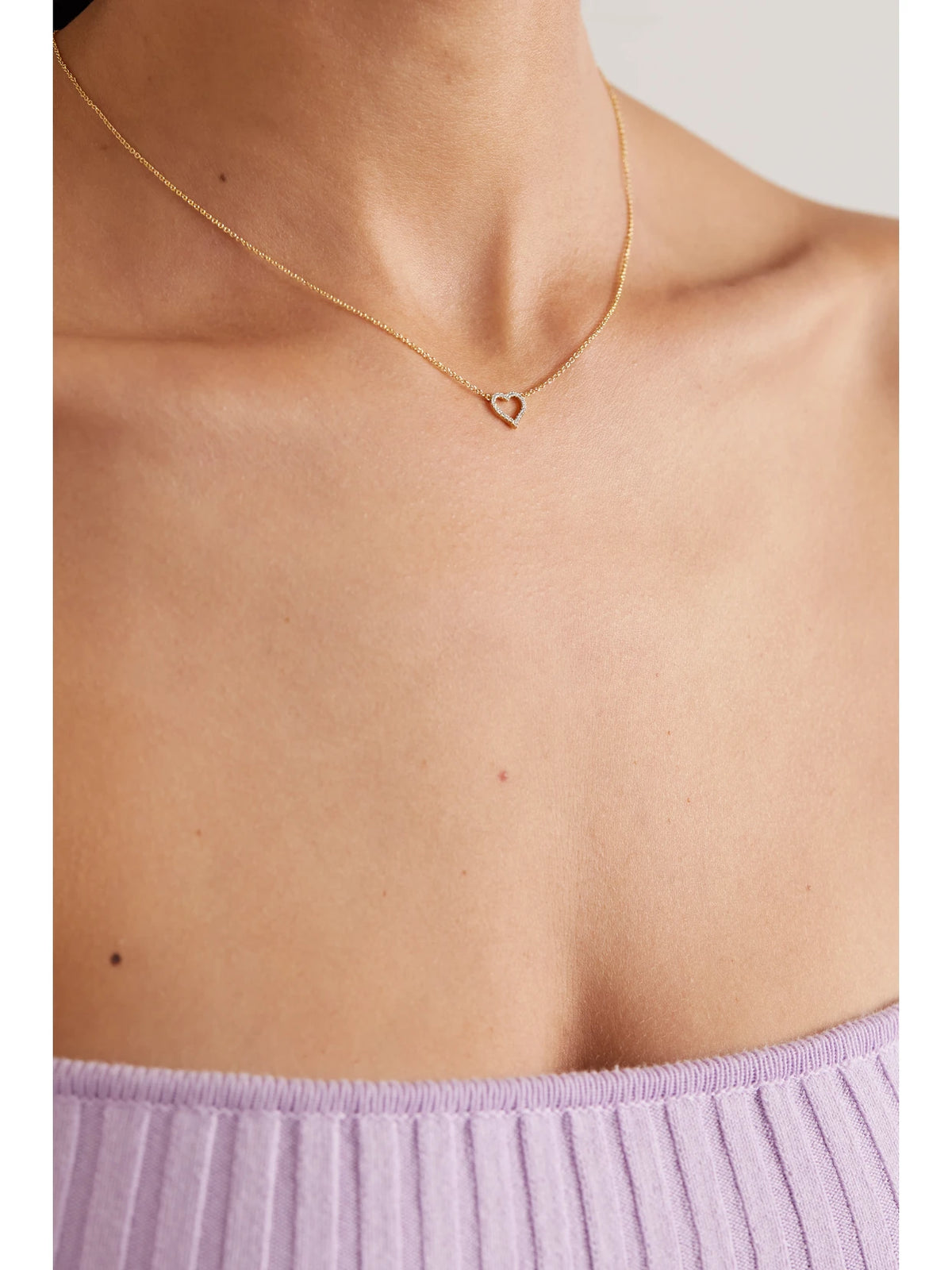 Image of Necklaces. Product name - Small Open Heart 18-karat Gold Diamond Necklace in Multi colour by brand - Jennifer Meyer