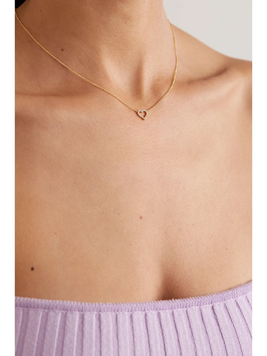 Image of Necklaces. Product name - Small Open Heart 18-karat Gold Diamond Necklace in Multi colour by brand - Jennifer Meyer