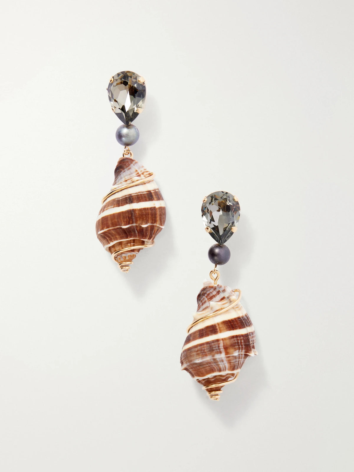 Alon Gold-tone Crystal-embellished Seashell Earrings