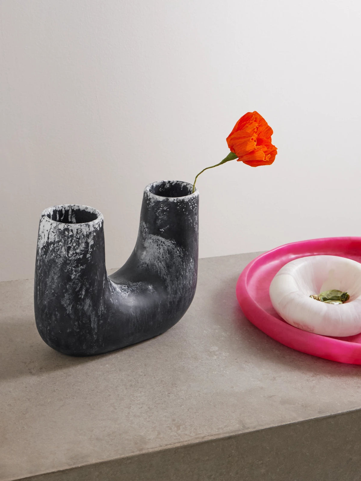 Image of Decor. Product name - Wildflower Branch Medium Resin Vase in Black colour by brand - Dinosaur Designs