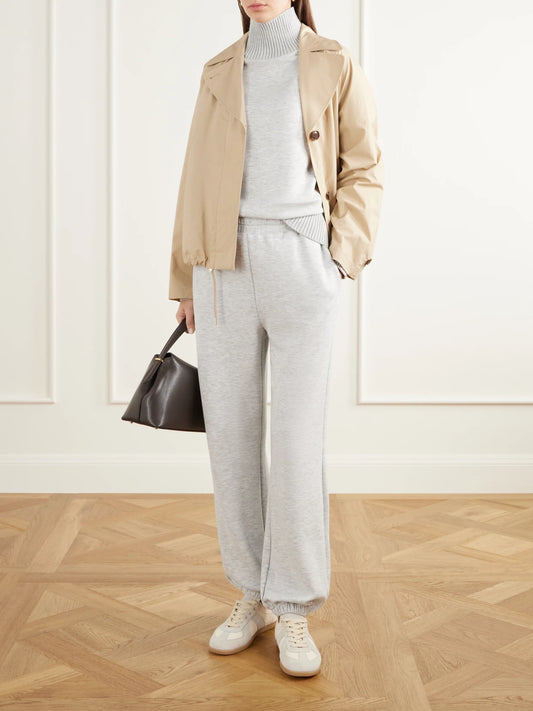 Image of Sleepwear & Loungewear. Product name - Barker Oversized Stretch-jersey Turtleneck Sweatshirt in Light gray, Black colour by brand - Varley