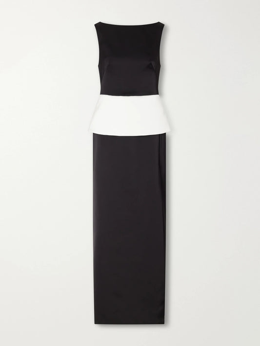 SIMKHAI Sirel Tie-detailed Peplum Duchess-satin Gown