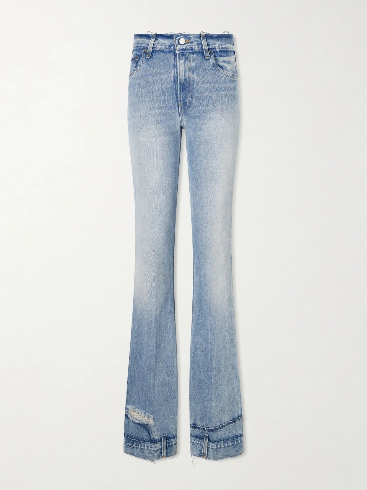 Flora Distressed Mid-rise Flared Jeans