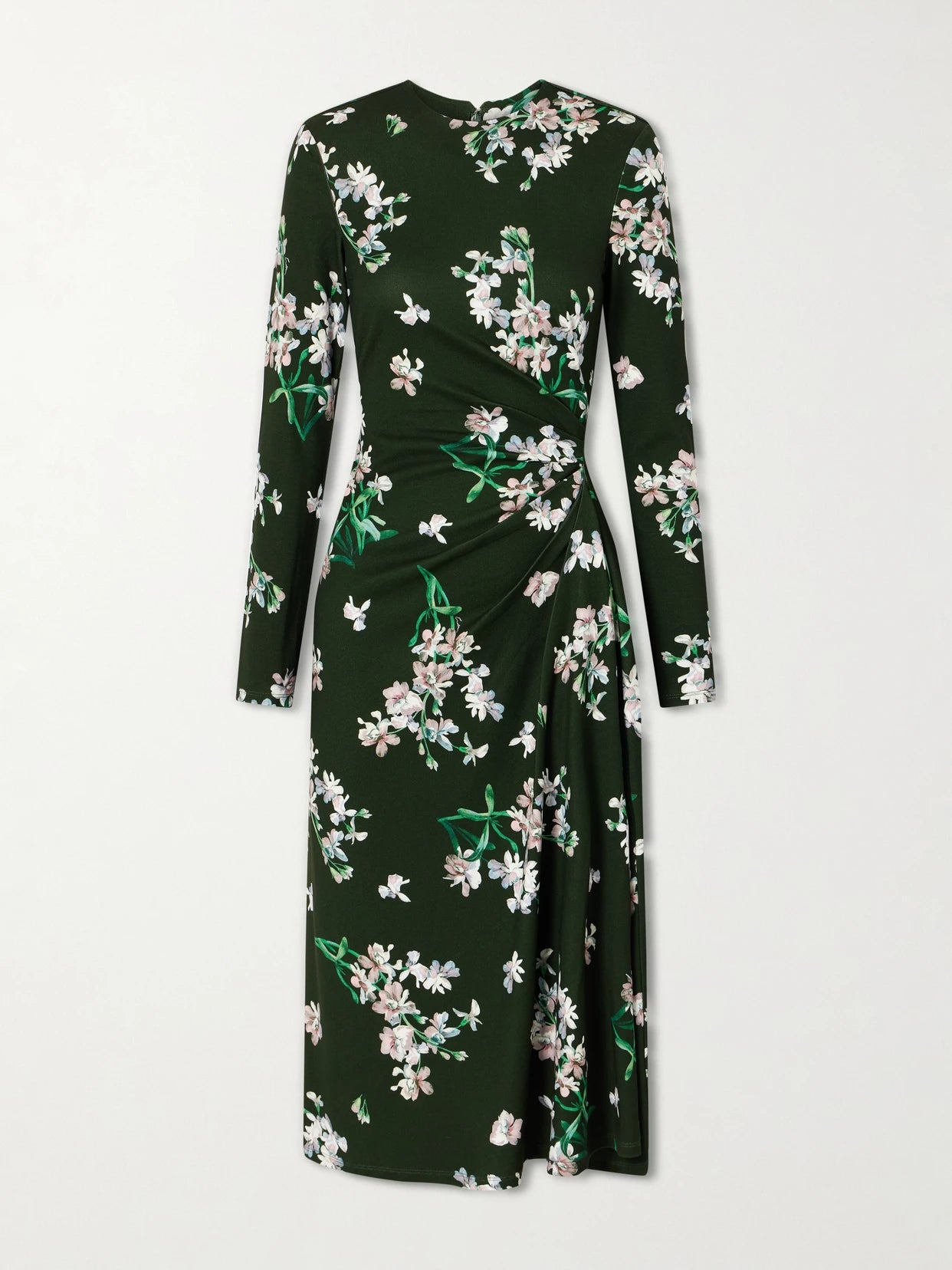 Gathered Floral-print Jersey Midi Dress
