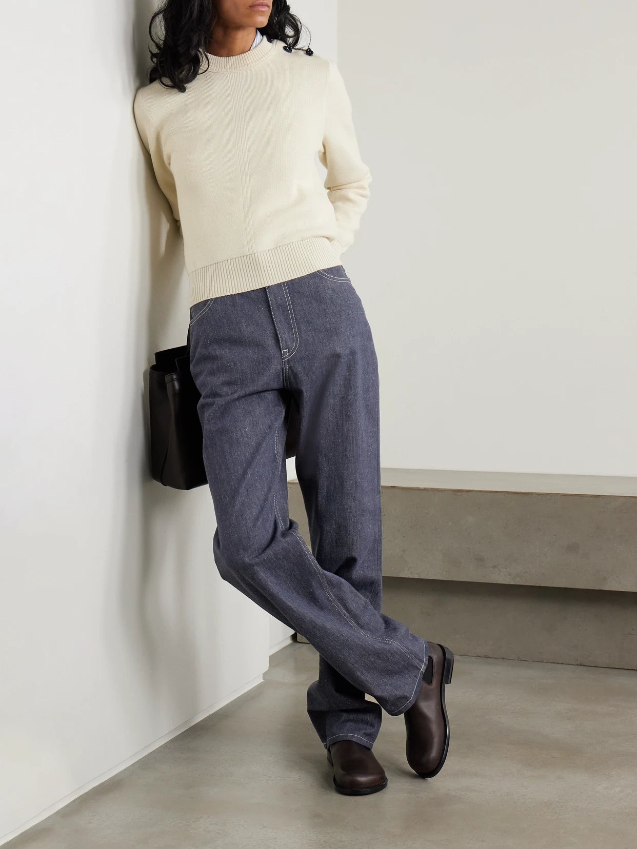 Image of Jeans. Product name - Tye Straight-leg Jeans in Mid denim colour by brand - Loro Piana