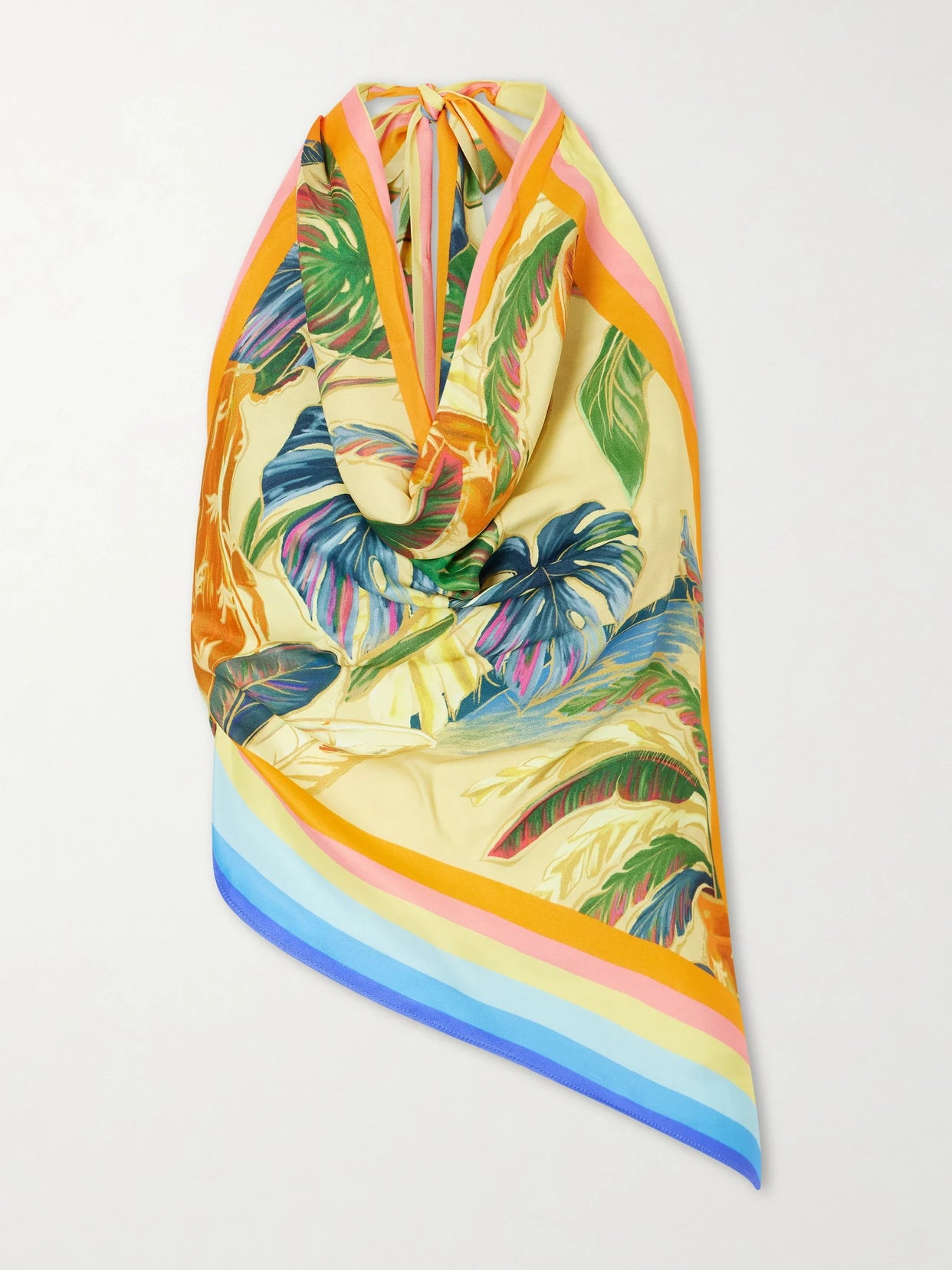 Rainbow Summer Floral-print Satin Top
