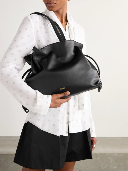 Image of Bags. Product name - Flamenco Large Leather Tote in Black colour by brand - LOEWE