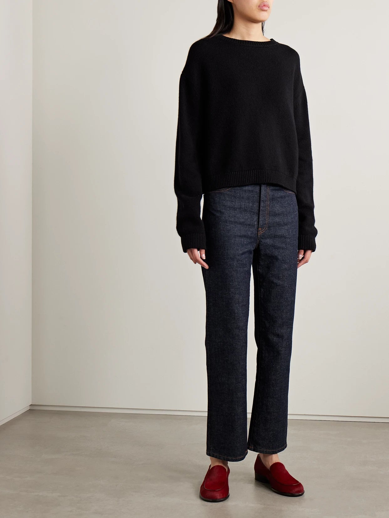 Image of Jeans. Product name - Abigail High-rise Straight-leg Jeans in Dark denim colour by brand - KHAITE