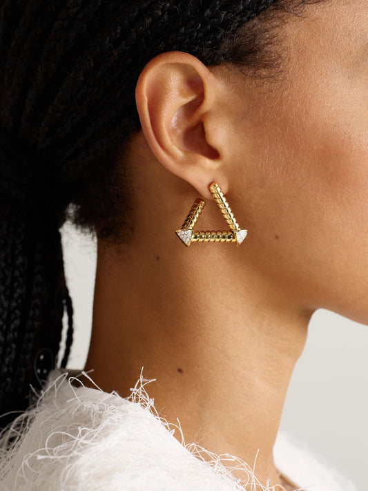 Image of Earrings. Product name - Trisolina Traliccio 18-karat Gold Diamond Earrings in Multi colour by brand - Marina B